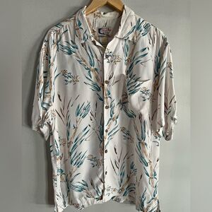 Vintage Bluewater Wear Rayon Shirt Bamboo Print Hawaiian Camp USA Mens L